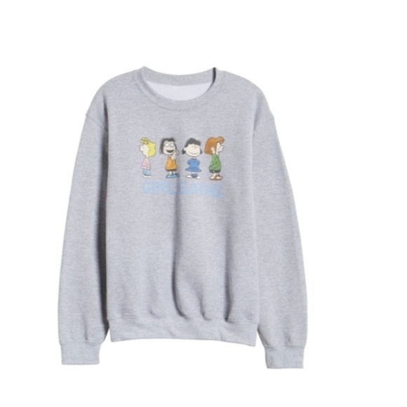 NWT Peanuts x Girl Gang Grey Oversized Sweatshirt Medium - Picture 1 of 6